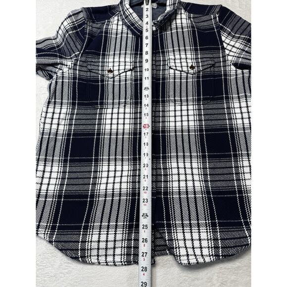 Outerknown Blanket Shirt Navy Plaid M/L Heritage Outdoor Mens Flannel Heavy Wght - Picture 5 of 12